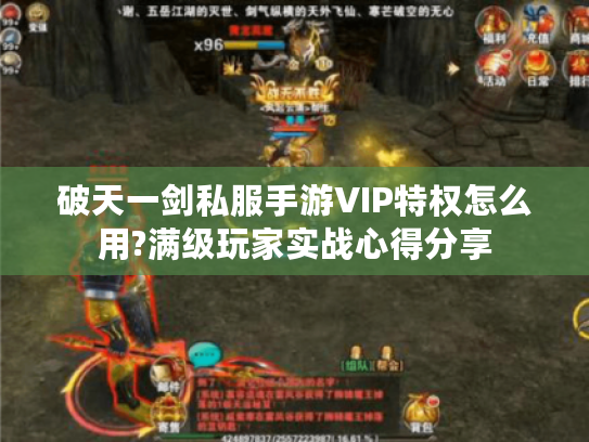 破天一剑私服手游VIP特权怎么用?满级玩家实战心得分享