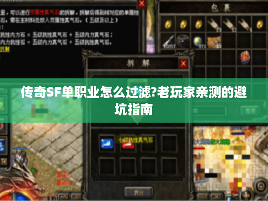 传奇SF单职业怎么过滤?老玩家亲测的避坑指南 传奇SF单职业怎么过滤?老玩家亲测的避坑指南