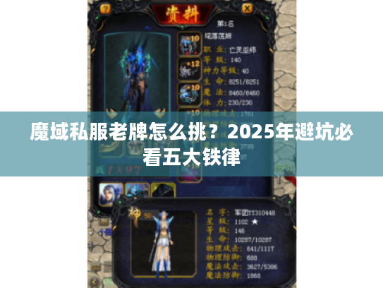 魔域私服老牌怎么挑？2025年避坑必看五大铁律