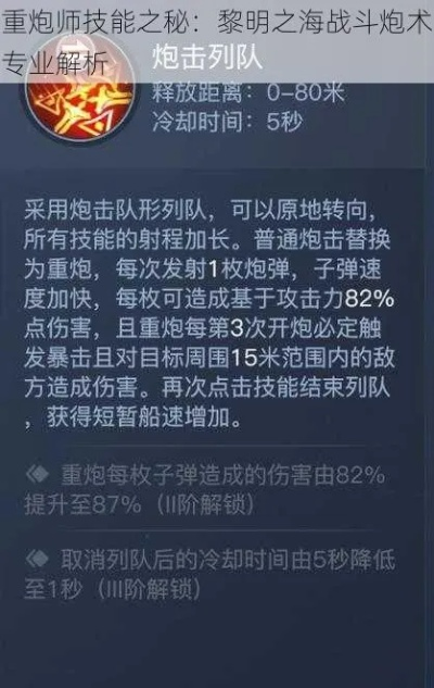 黎明之海重炮师技能搭配攻略：高效组合秘籍