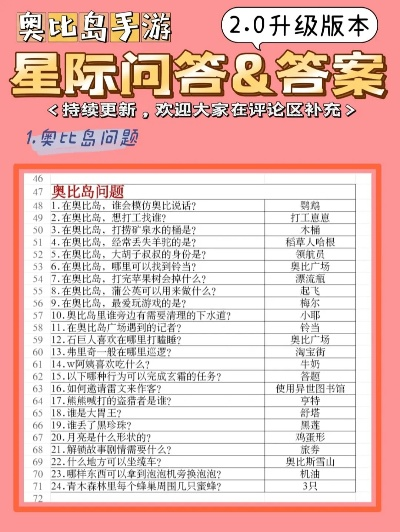 奥比岛星际问答攻略：答案汇总速查秘籍