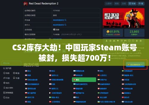 CS2库存大劫!中国玩家Steam账号被封,损失超700万! CS2库存大劫!中国玩家Steam账号被封,损失超700万!