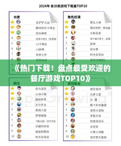 《热门下载！盘点最受欢迎的餐厅游戏TOP10》