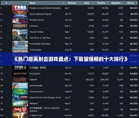 《热门撤离射击游戏盘点：下载量爆棚的十大排行》
