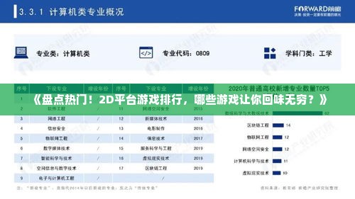 《盘点热门！2D平台游戏排行，哪些游戏让你回味无穷？》