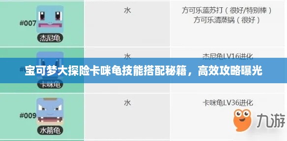 宝可梦大探险卡咪龟技能搭配秘籍，高效攻略曝光