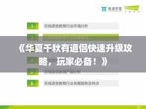 《华夏千秋有道侣快速升级攻略，玩家必备！》