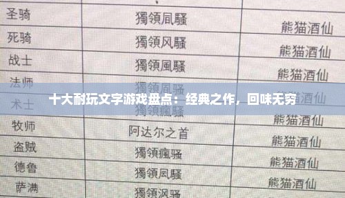 十大耐玩文字游戏盘点：经典之作，回味无穷