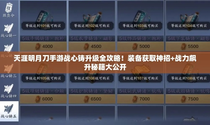战心铸攻略：天涯明月刀手游核心铸件使用技巧解析