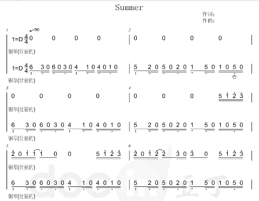 光遇菊次郎夏天钢琴竖琴教程，轻松学会数字简谱弹奏技巧